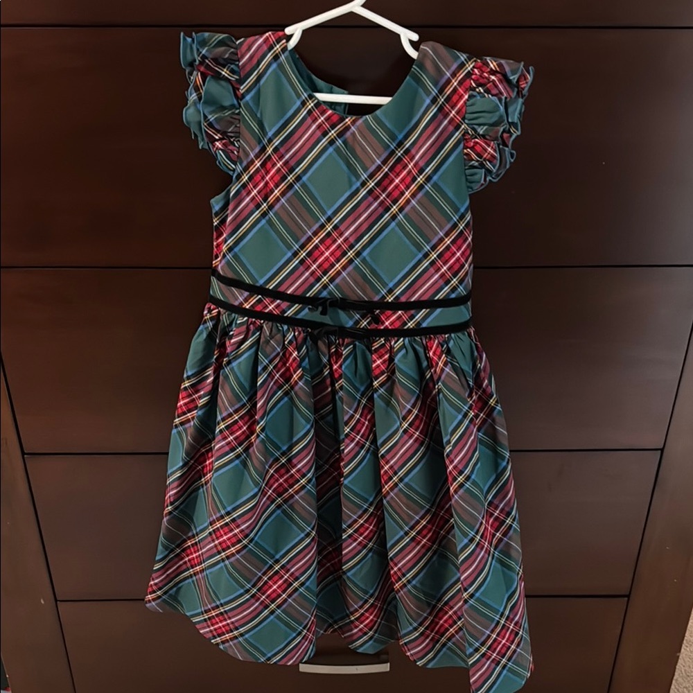 Plaid Kids Dress with Ruffle Sleeves